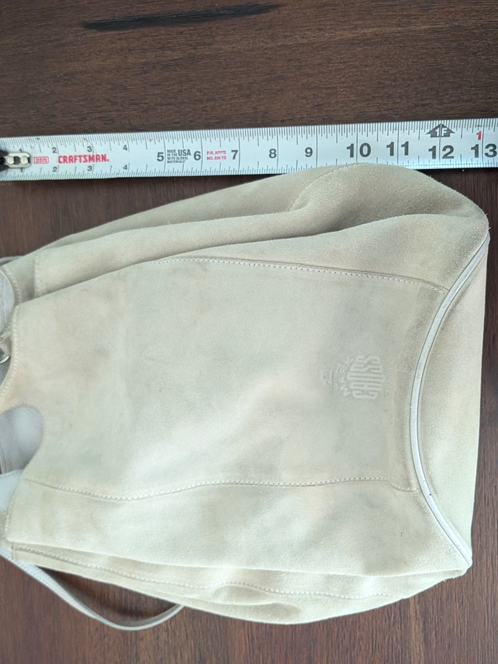 Beige Suede Drawstring Backpack - Picture 4 of 7